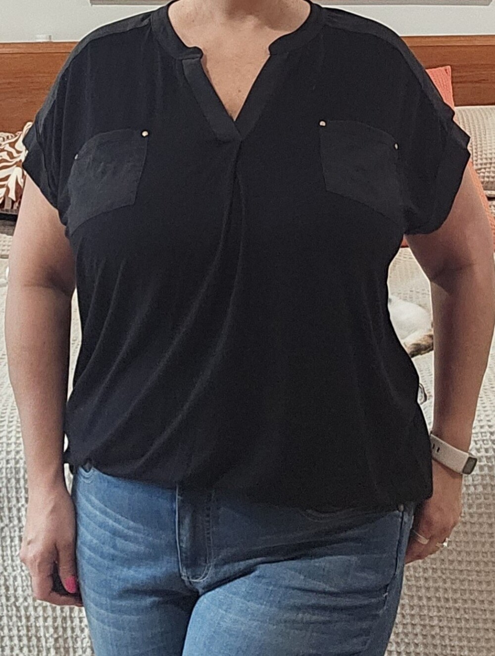 Calvin Klein Black Tunic Top XL Work Office Travel